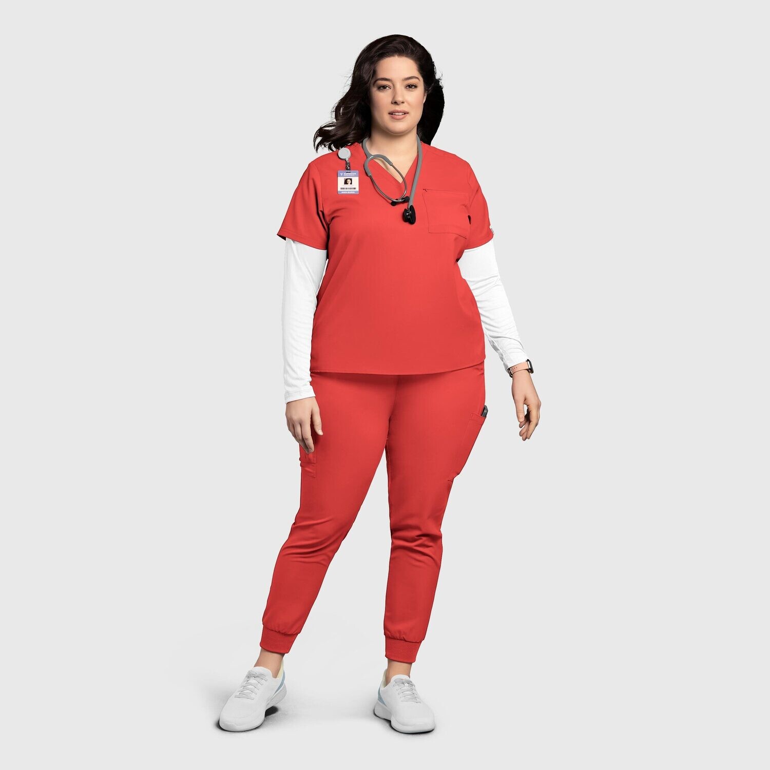 Casacca donna 6222 scollo a V cherry tomato