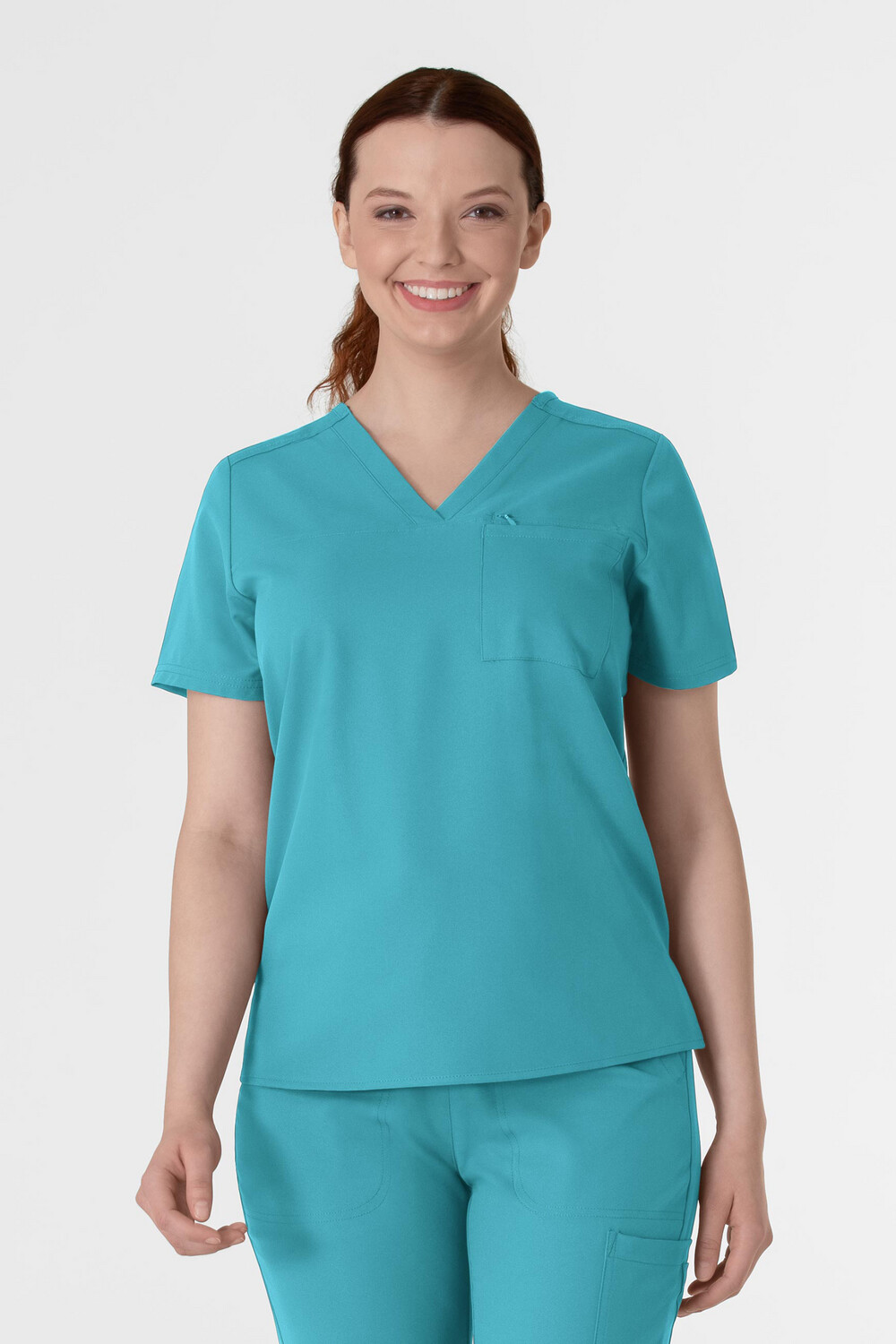 Casacca donna 6222 scollo a V teal blue