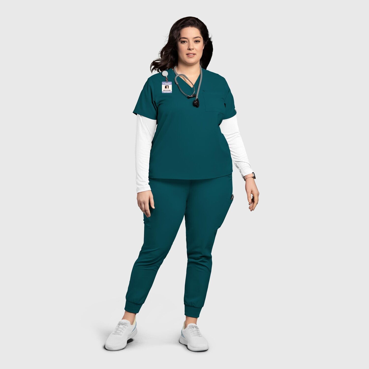 Casacca donna 6222 scollo a V caribbean blue
