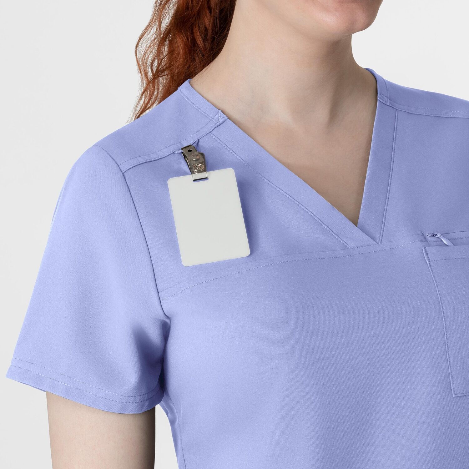 Casacca donna 6222 scollo a V ceil blue