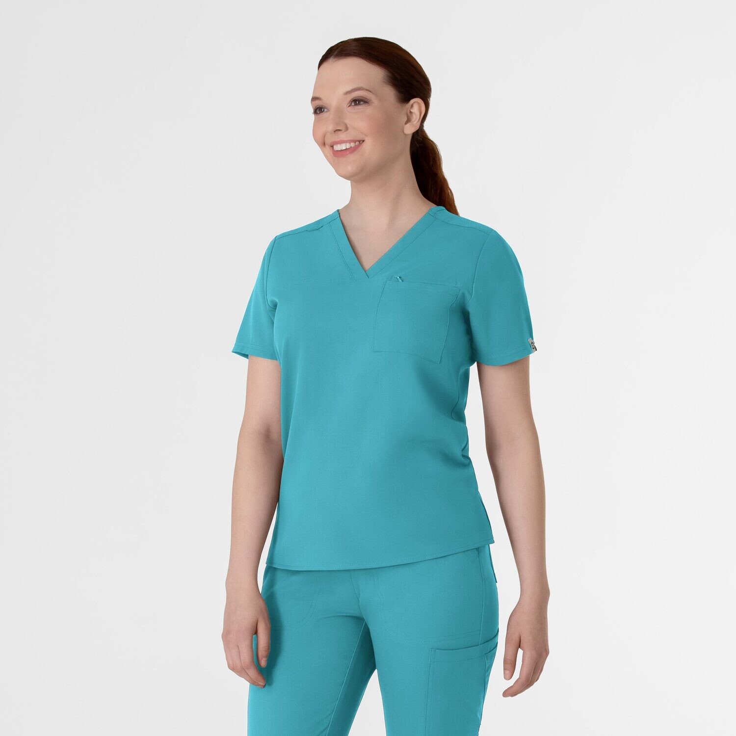 Casacca donna 6222 scollo a V teal blue