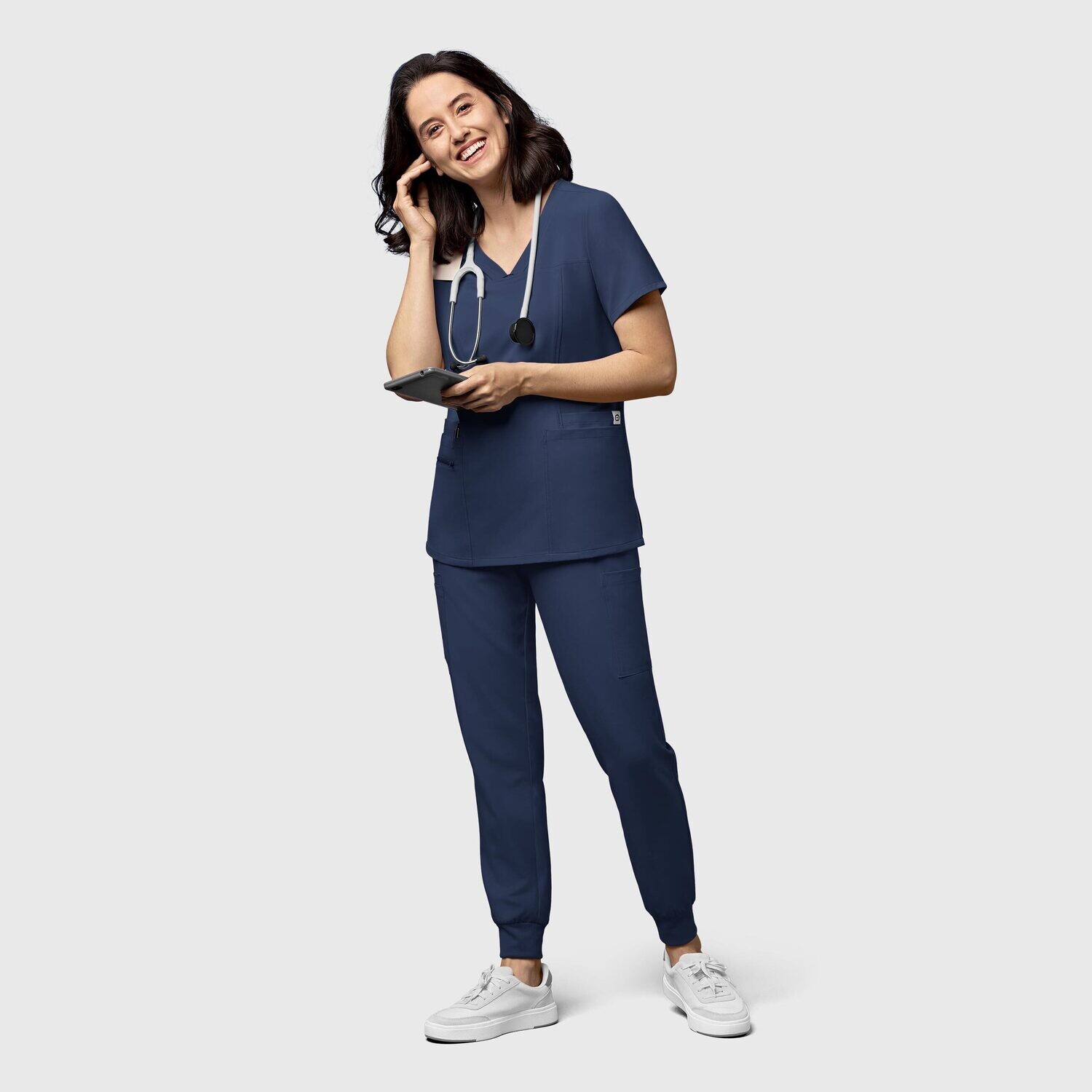 Casacca donna 6322 scollo a V navy blue