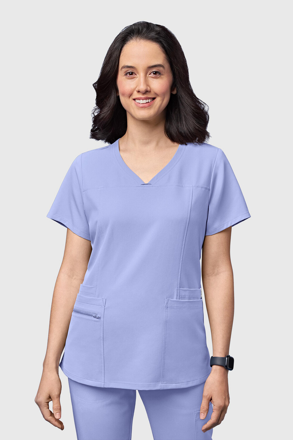 Casacca donna 6322 scollo a V ceil blue