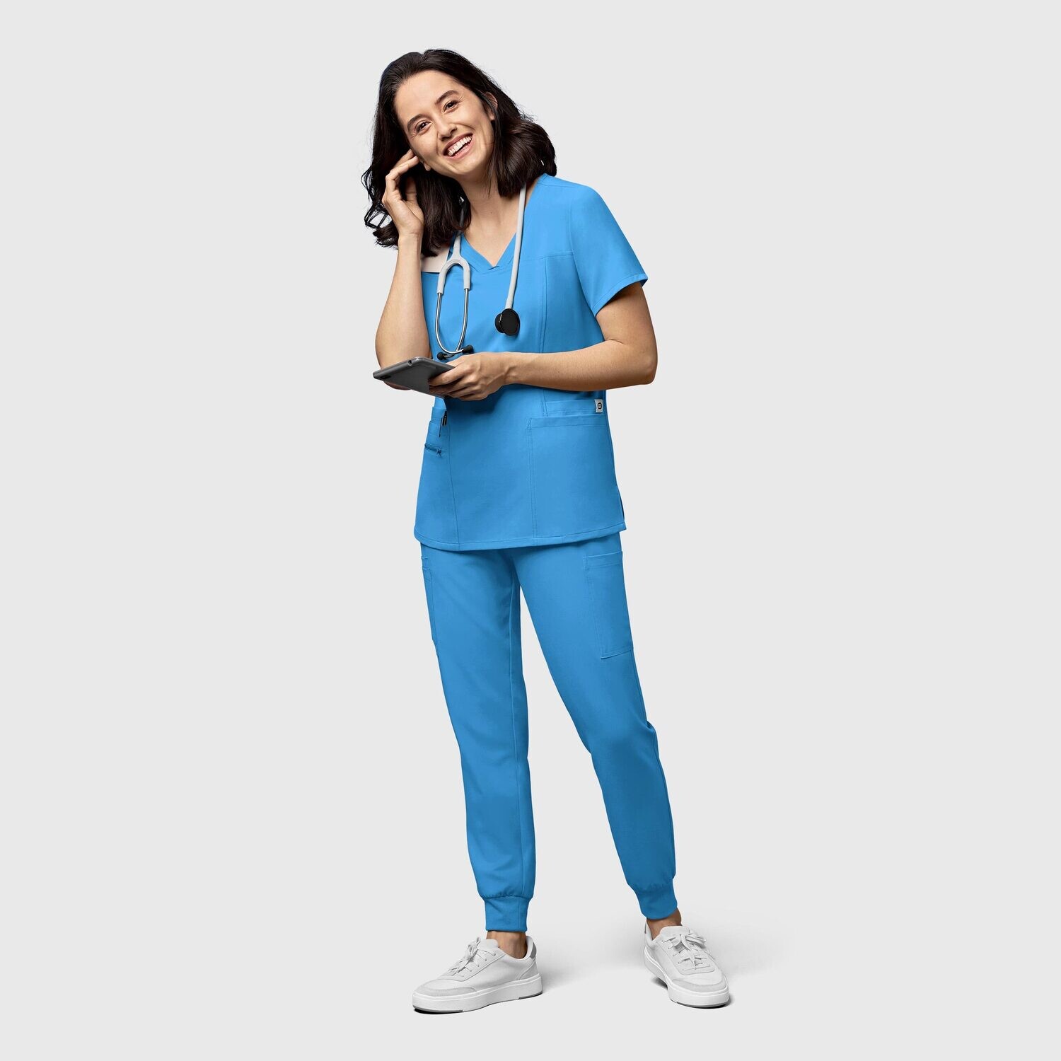Casacca donna 6322 scollo a V malibu blue