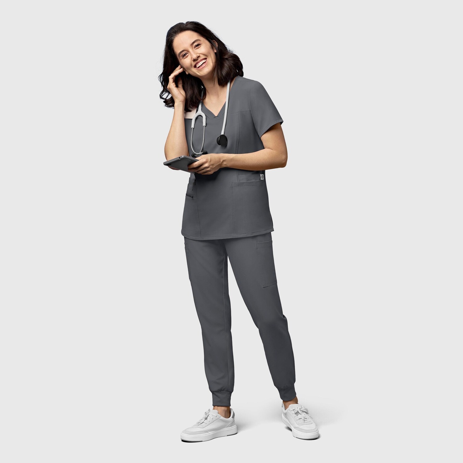 Casacca donna 6322 scollo a V pewter