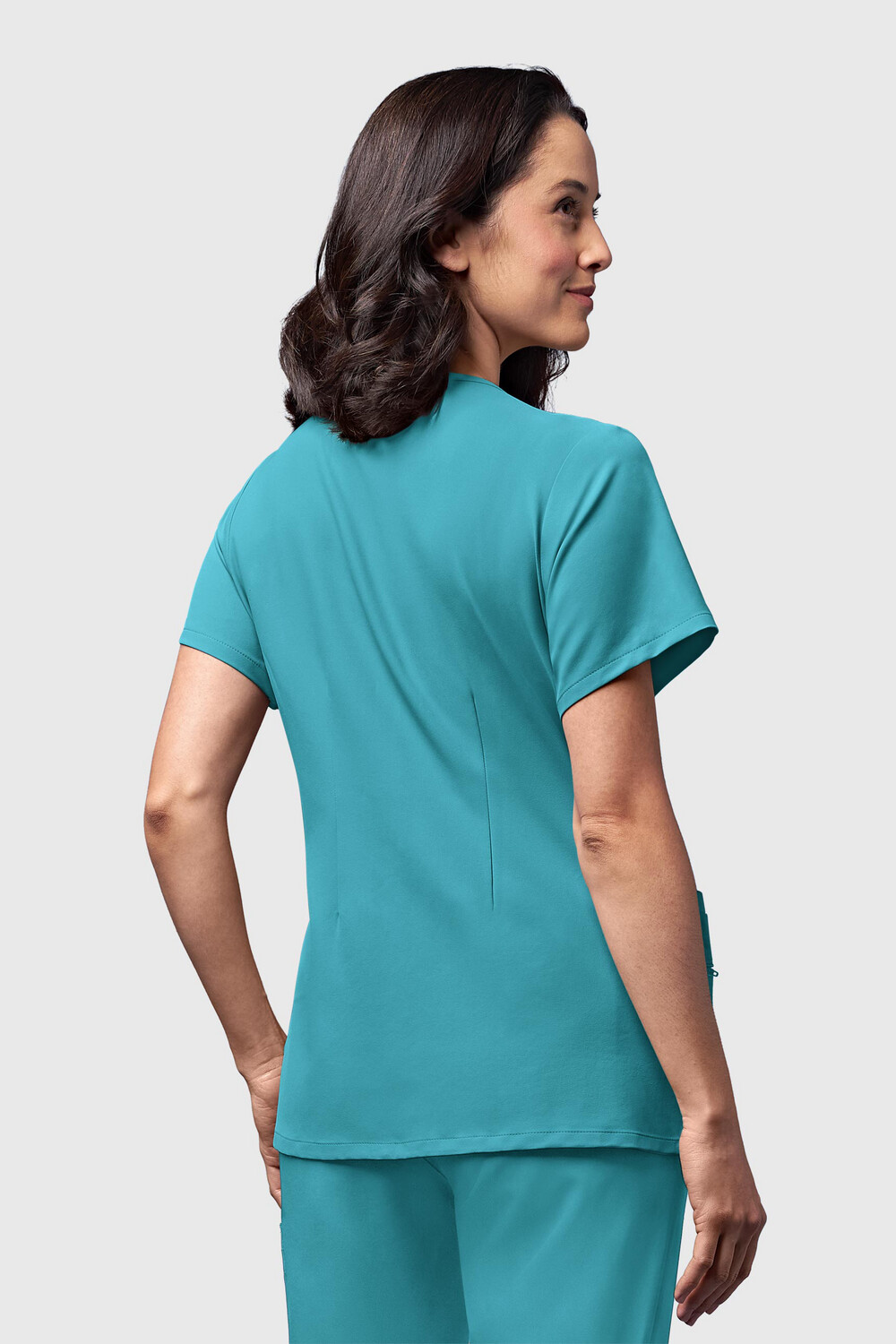 Casacca donna 6322 scollo a V teal blue