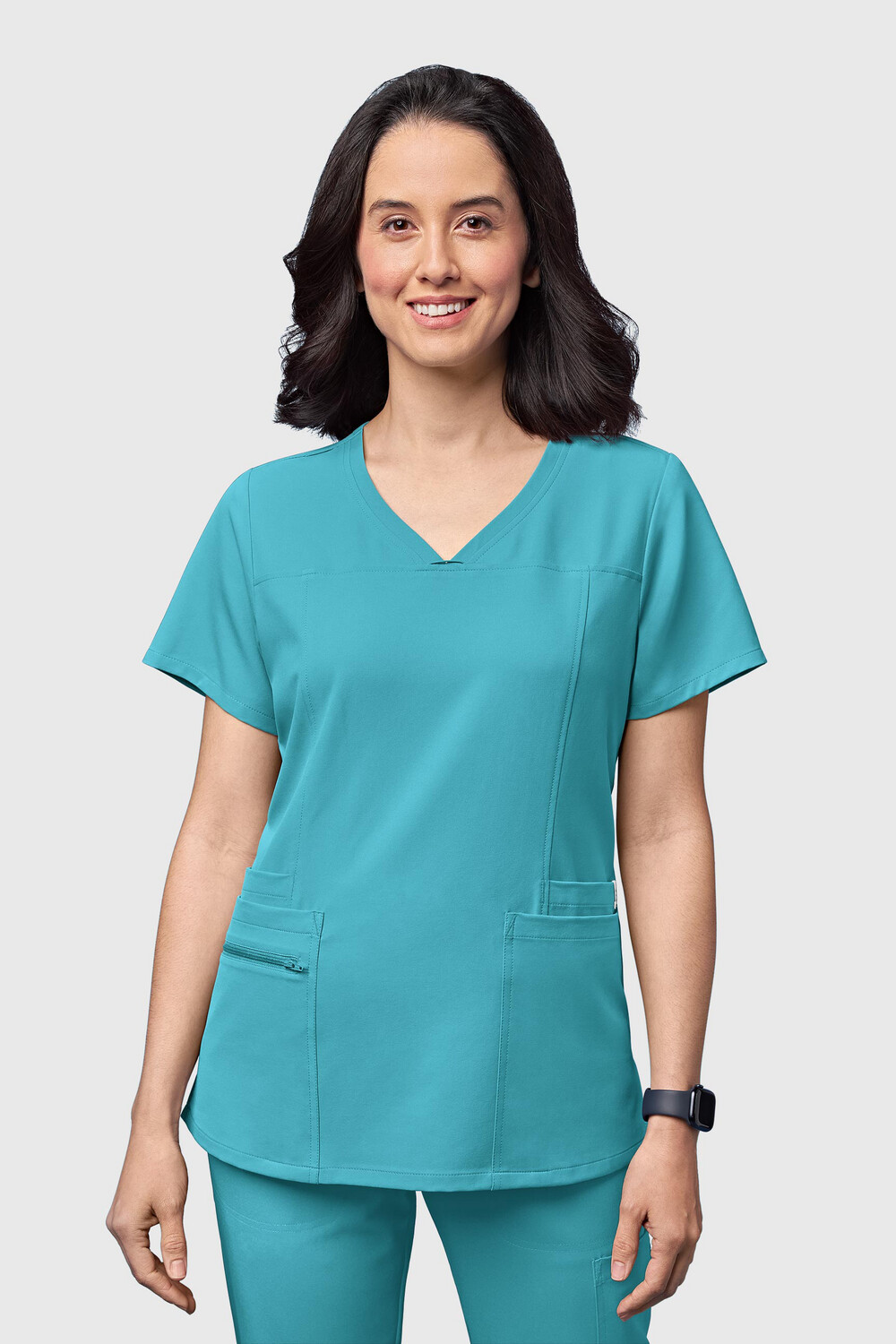 Casacca donna 6322 scollo a V teal blue
