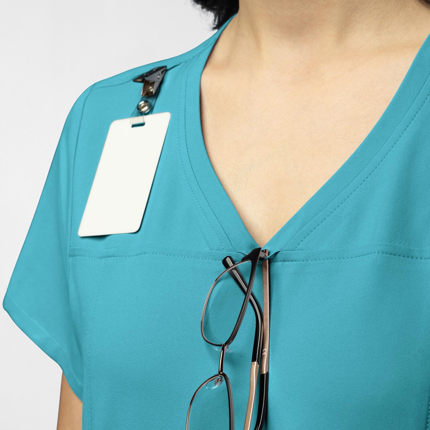 Casacca donna 6322 scollo a V teal blue