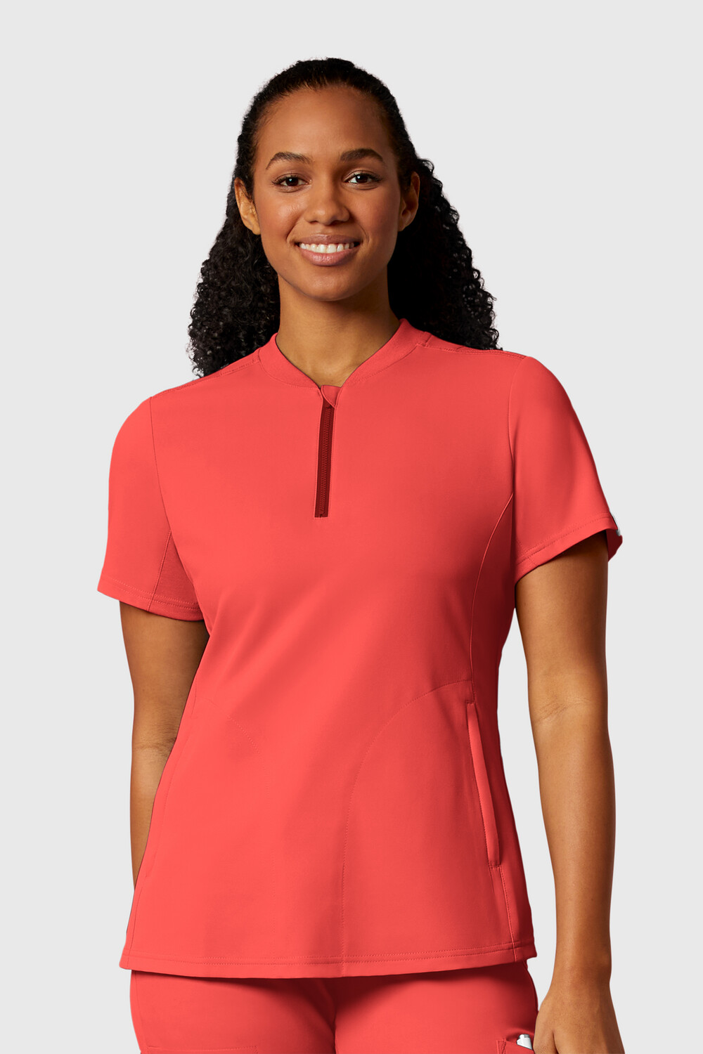 Casacca donna 6422 scollo con zip cherry tomato