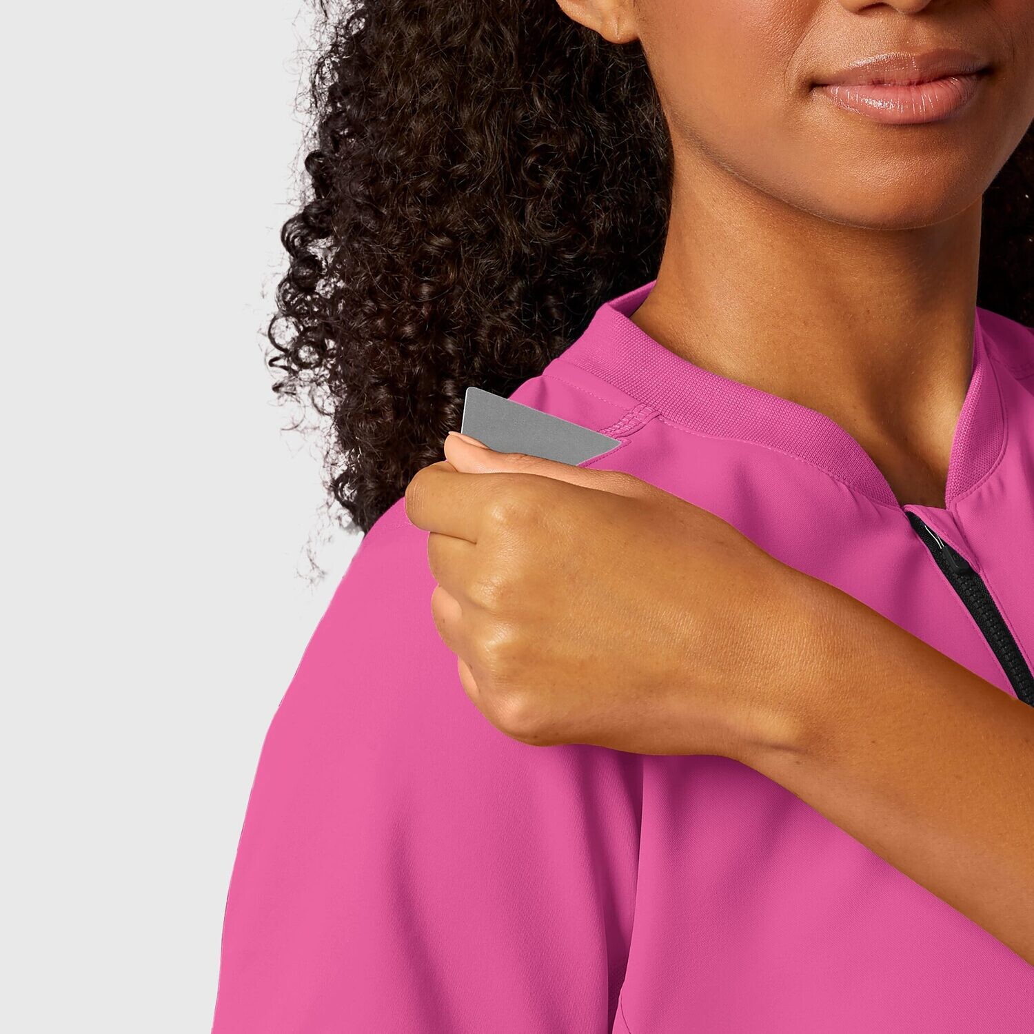 Casacca donna 6422 scollo con zip hot pink