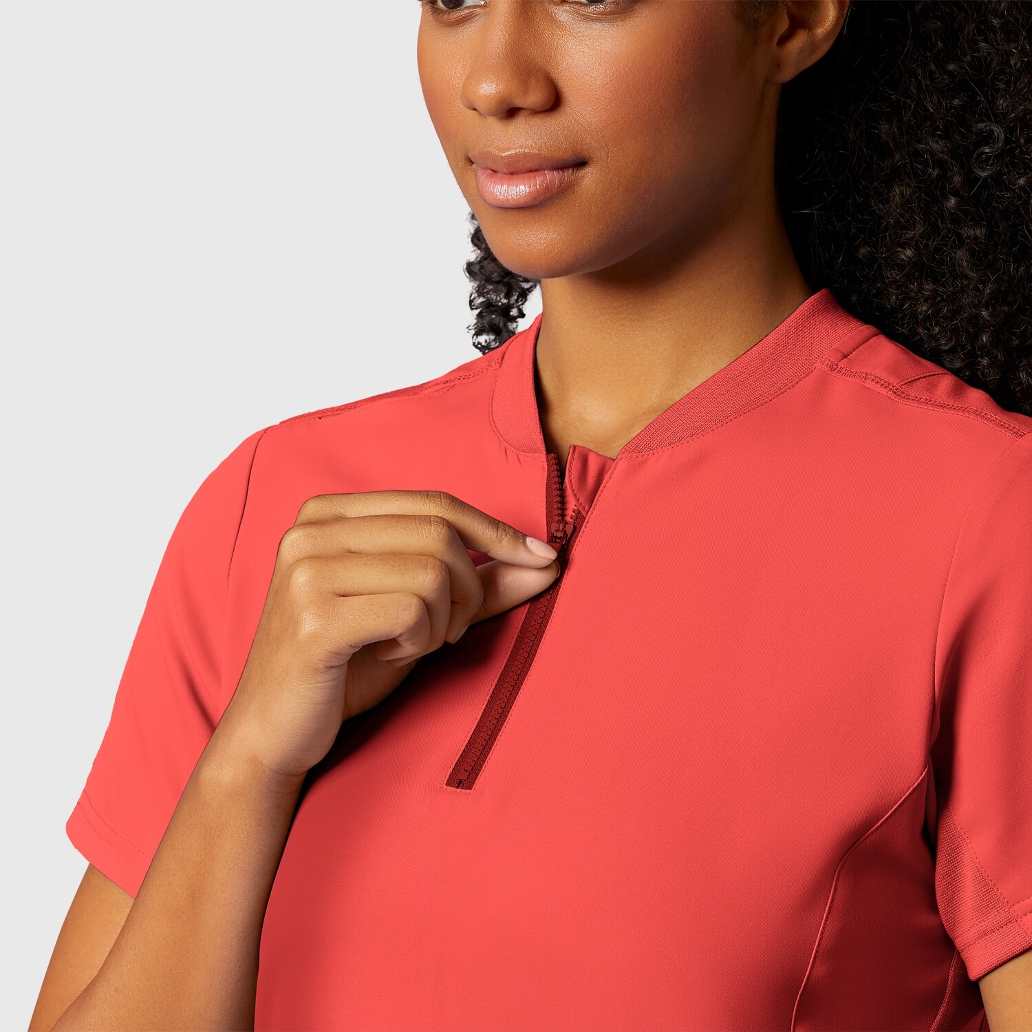 Casacca donna 6422 scollo con zip cherry tomato