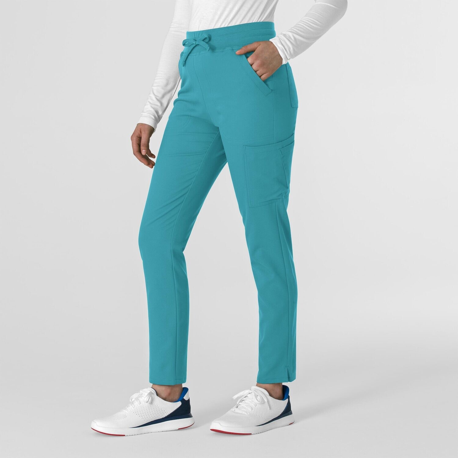 Pantalone donna 5222 slim teal blue