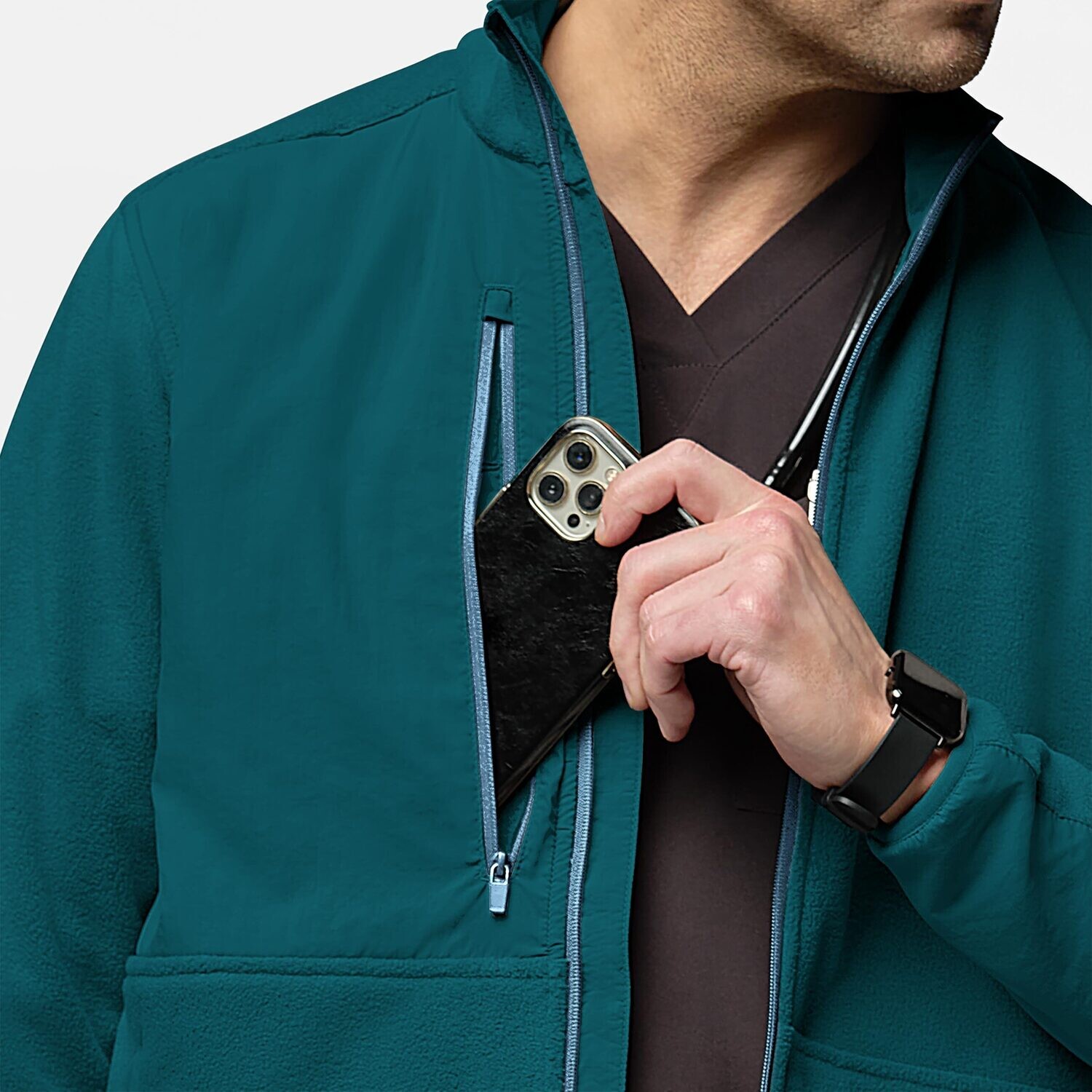 Felpa uomo 8009 zip caribbean blue