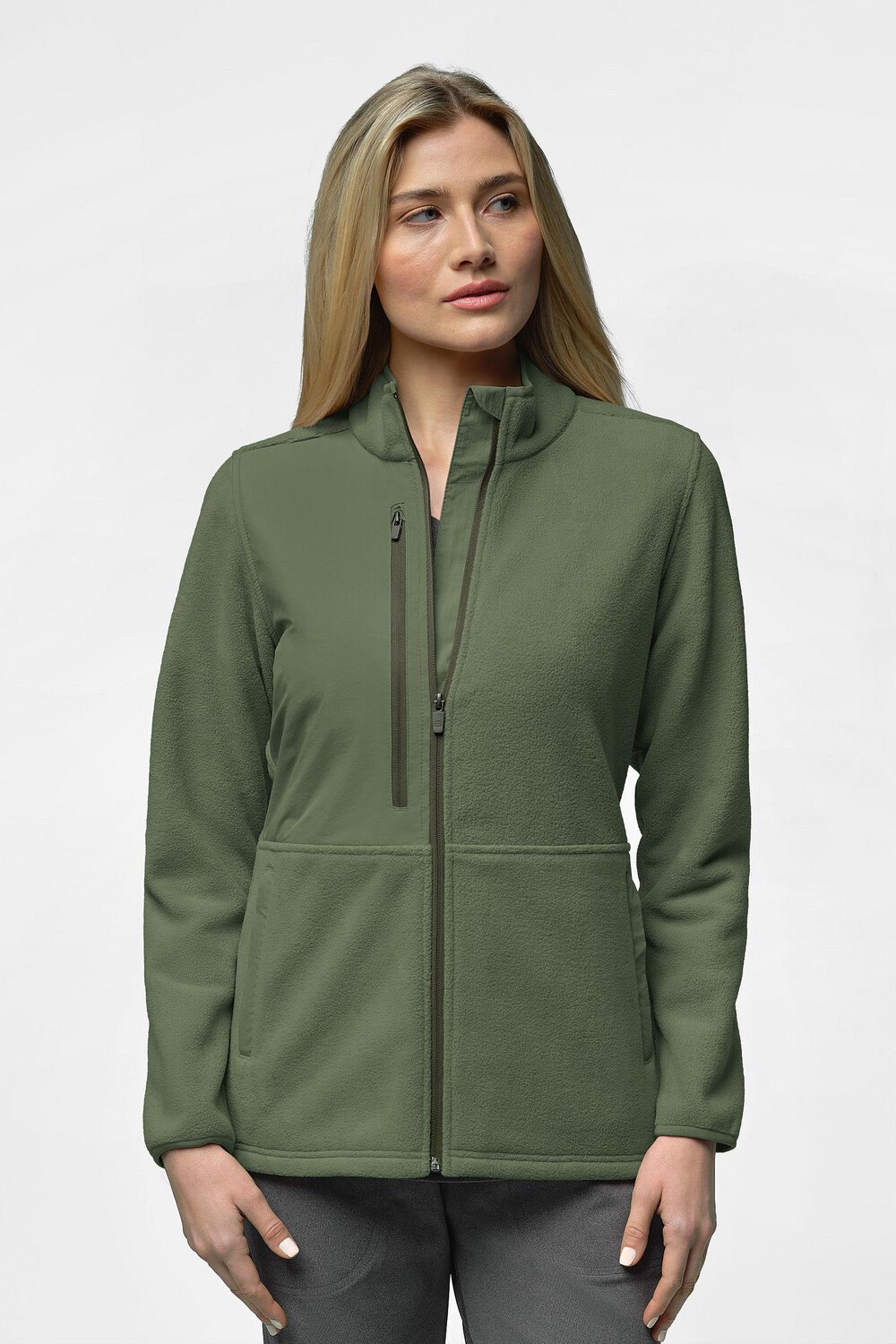 Felpa donna 8109 zip olive