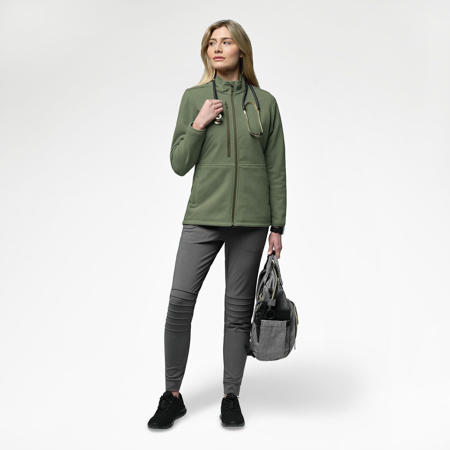 Felpa donna 8109 zip olive