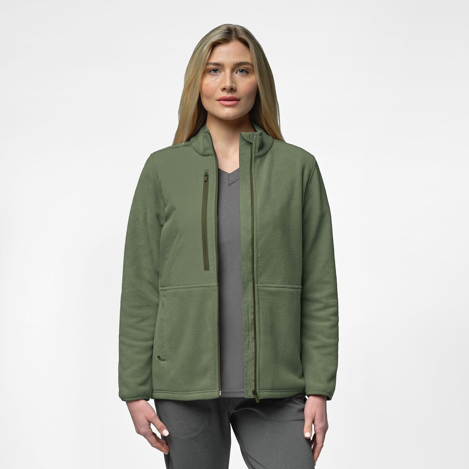 Felpa donna 8109 zip olive