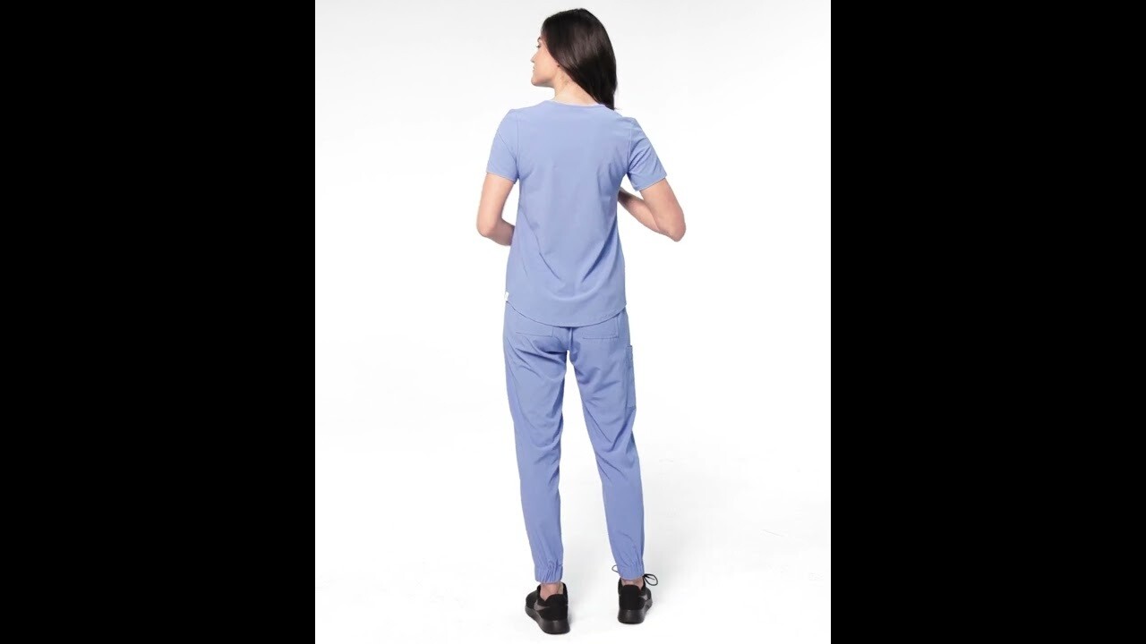Casacca donna 6134 scollo a V caribbean blue