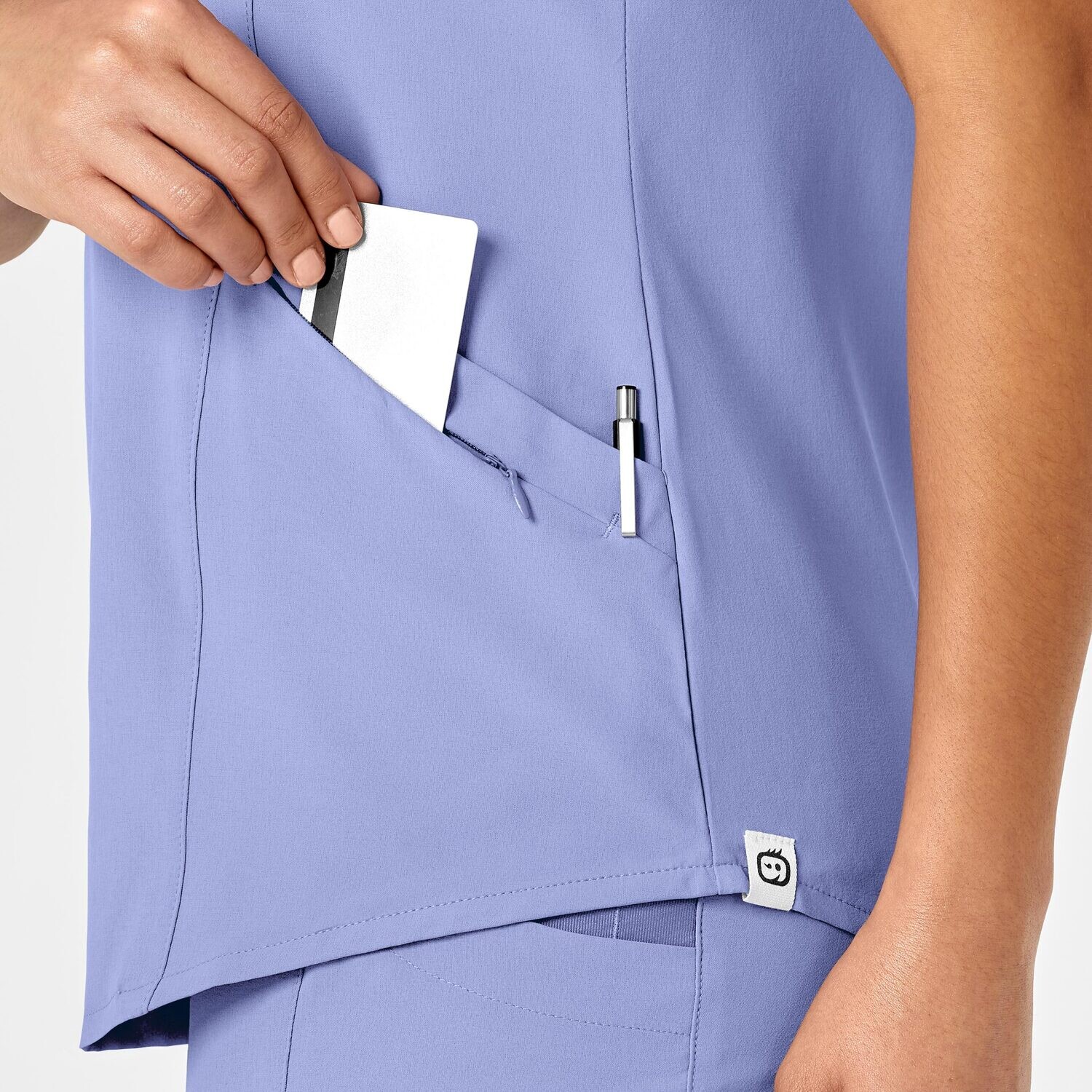 Casacca donna 6134 scollo a V ceil blue