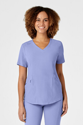 Casacca donna 6134 scollo a V ceil blue
