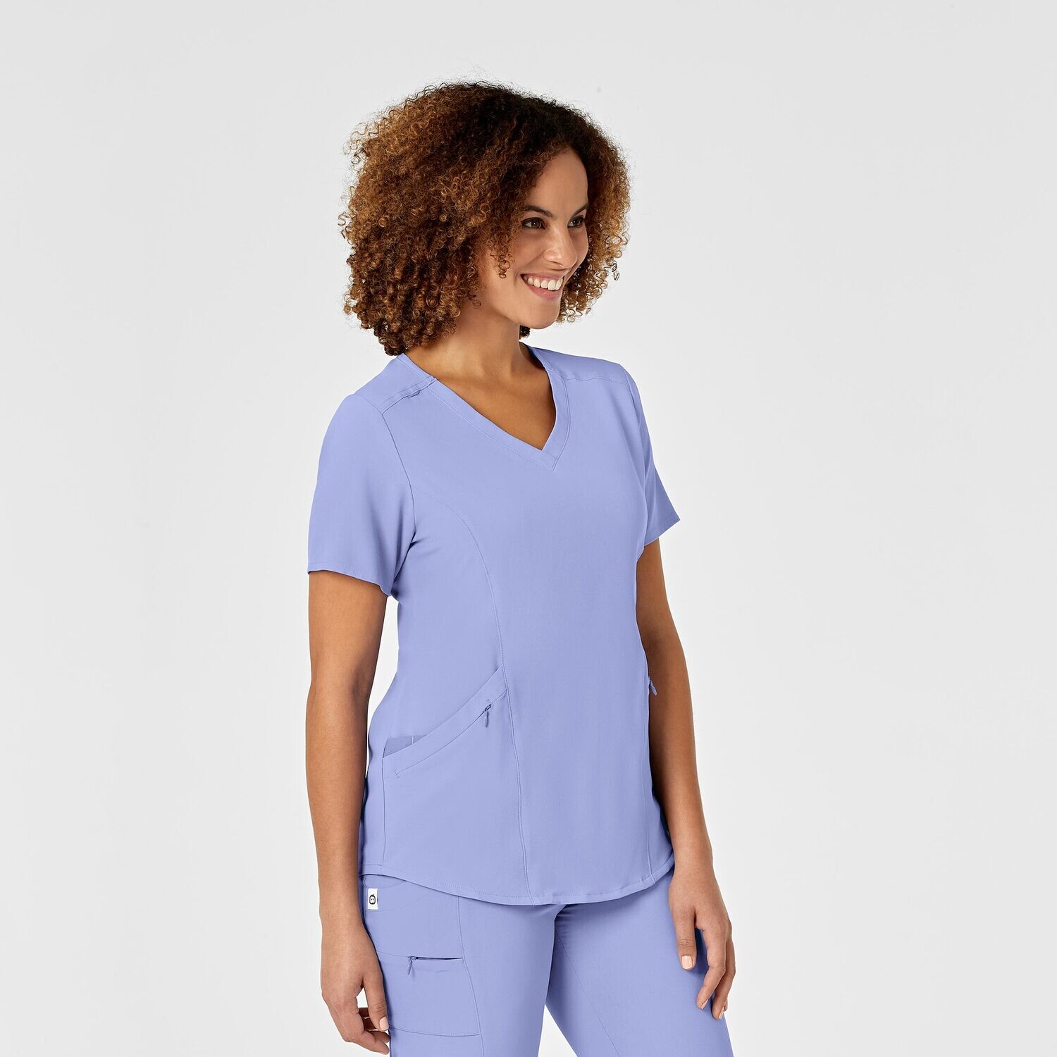 Casacca donna 6134 scollo a V ceil blue