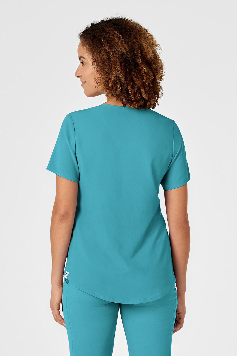 Casacca donna 6134 scollo a V teal blue