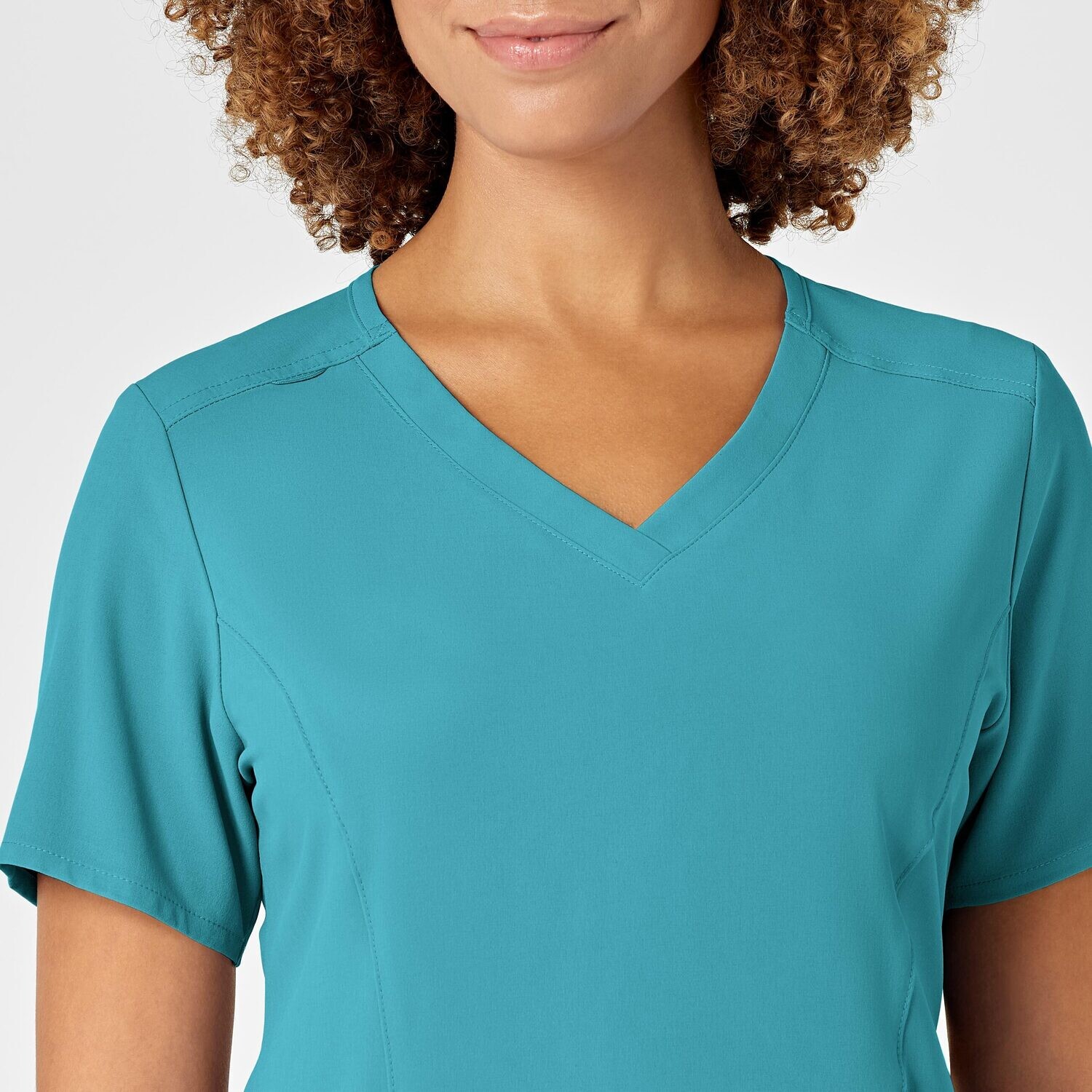 Casacca donna 6134 scollo a V teal blue