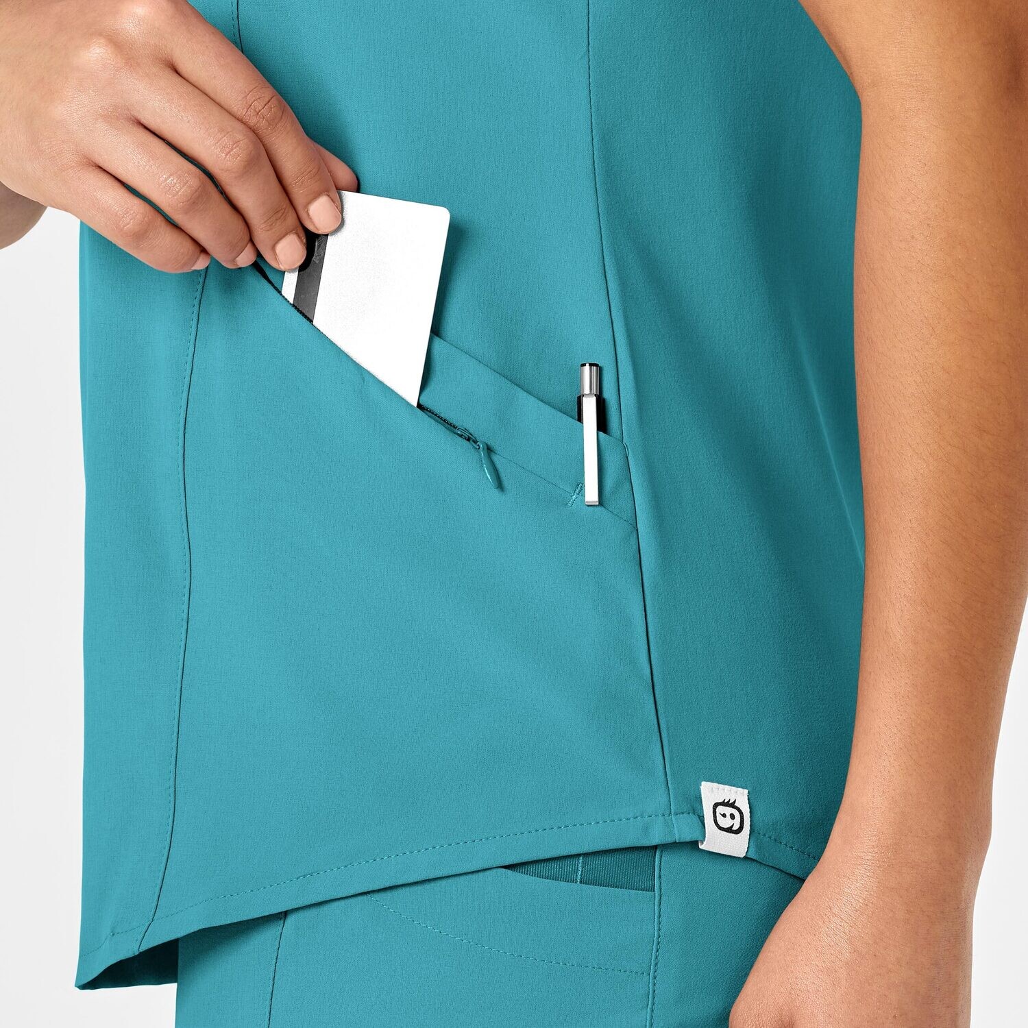 Casacca donna 6134 scollo a V teal blue