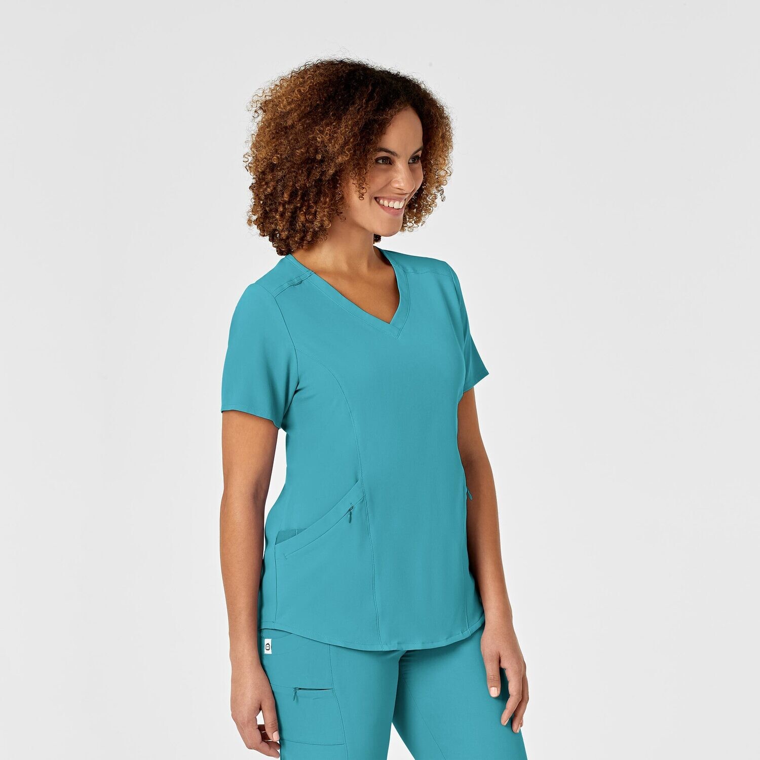 Casacca donna 6134 scollo a V teal blue