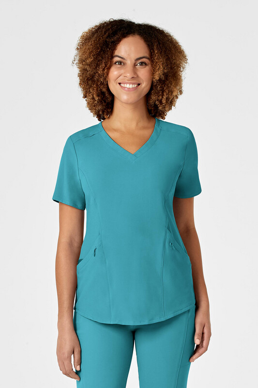 Casacca donna 6134 scollo a V teal blue