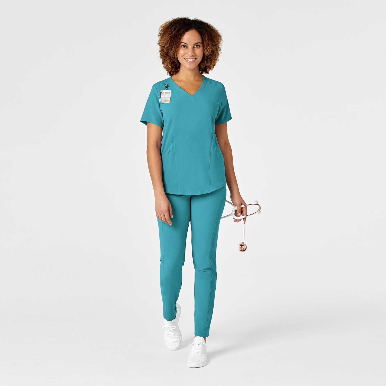 Casacca donna 6134 scollo a V teal blue