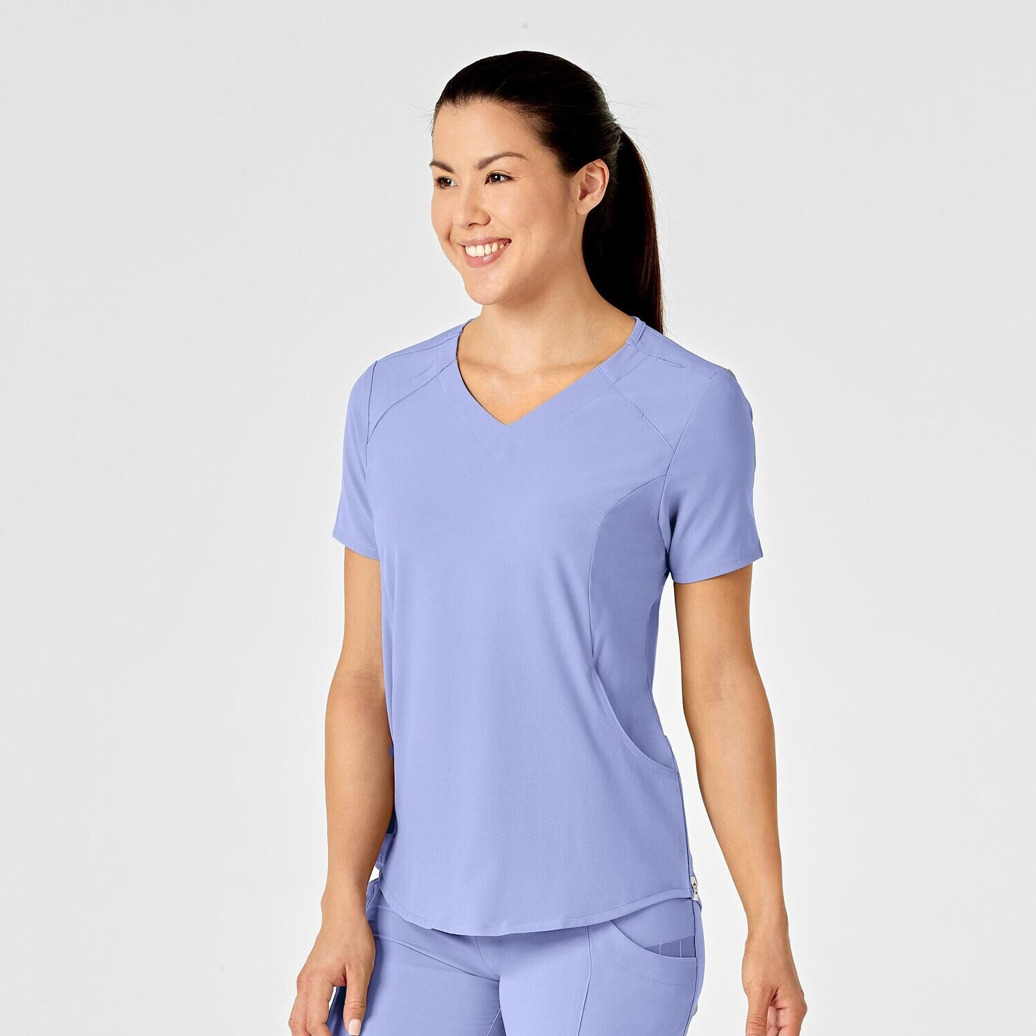 Casacca donna 6234 scollo a V ceil blue