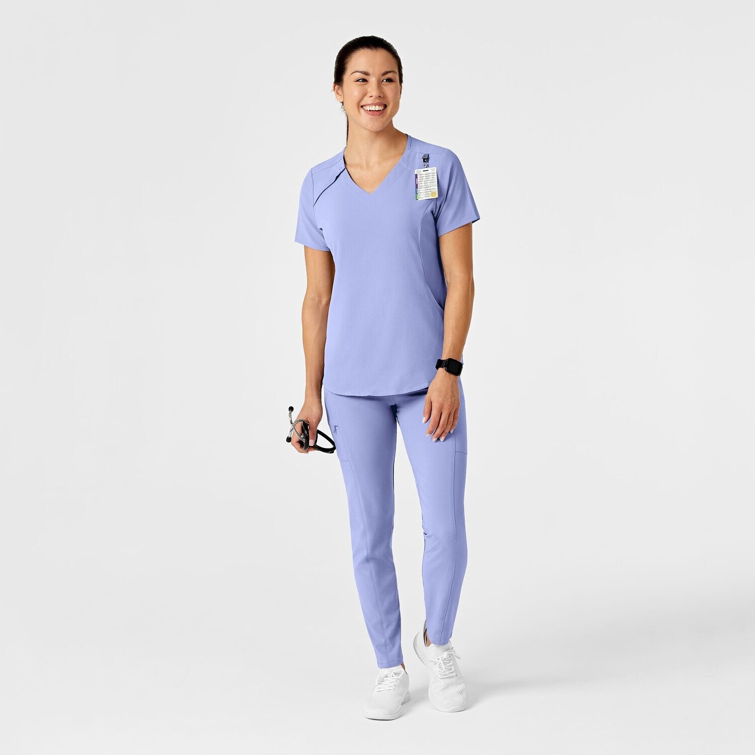 Casacca donna 6234 scollo a V ceil blue