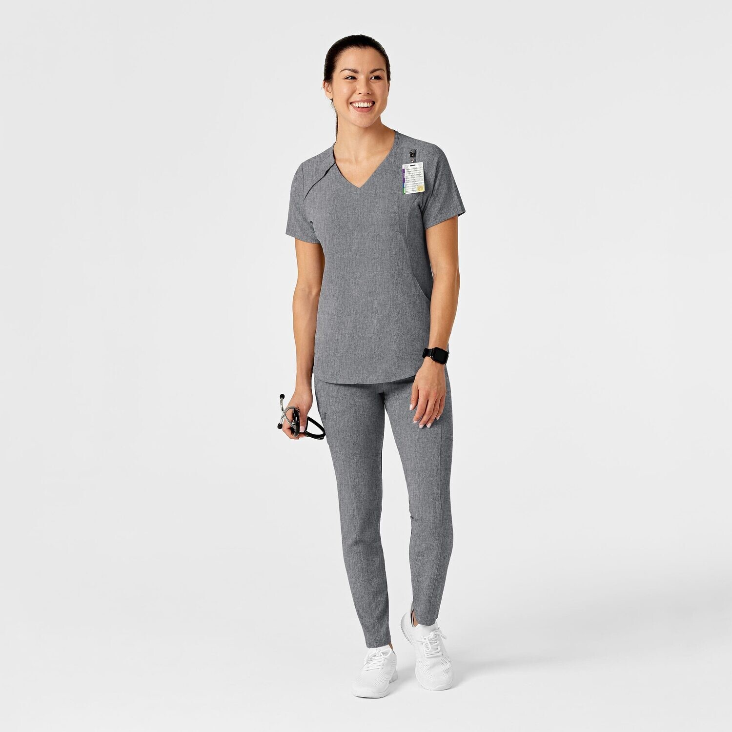 Casacca donna 6234 scollo a V grey heather