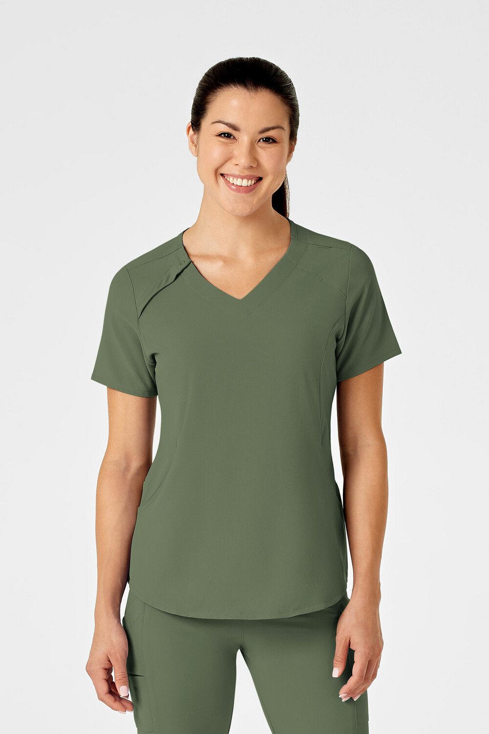 Casacca donna 6234 scollo a V olive