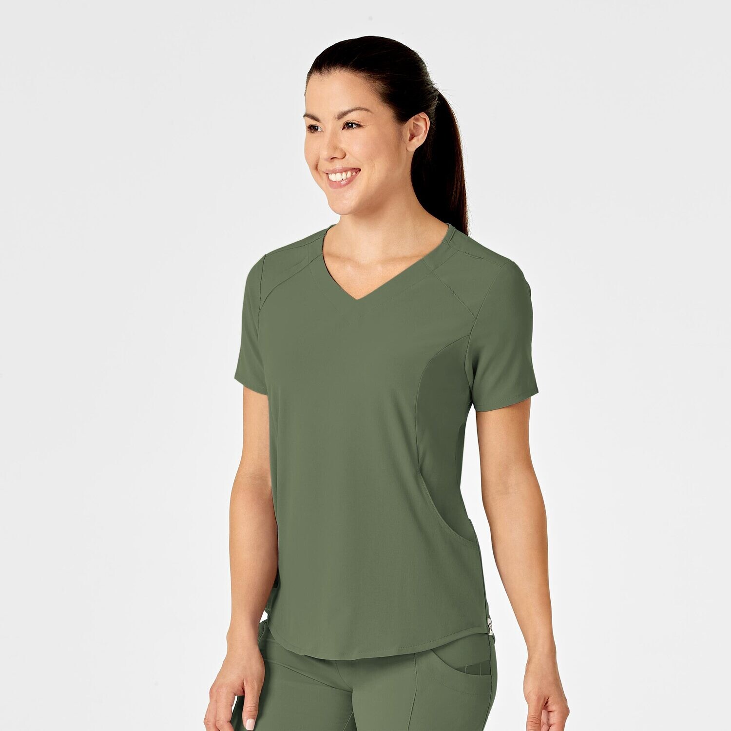 Casacca donna 6234 scollo a V olive