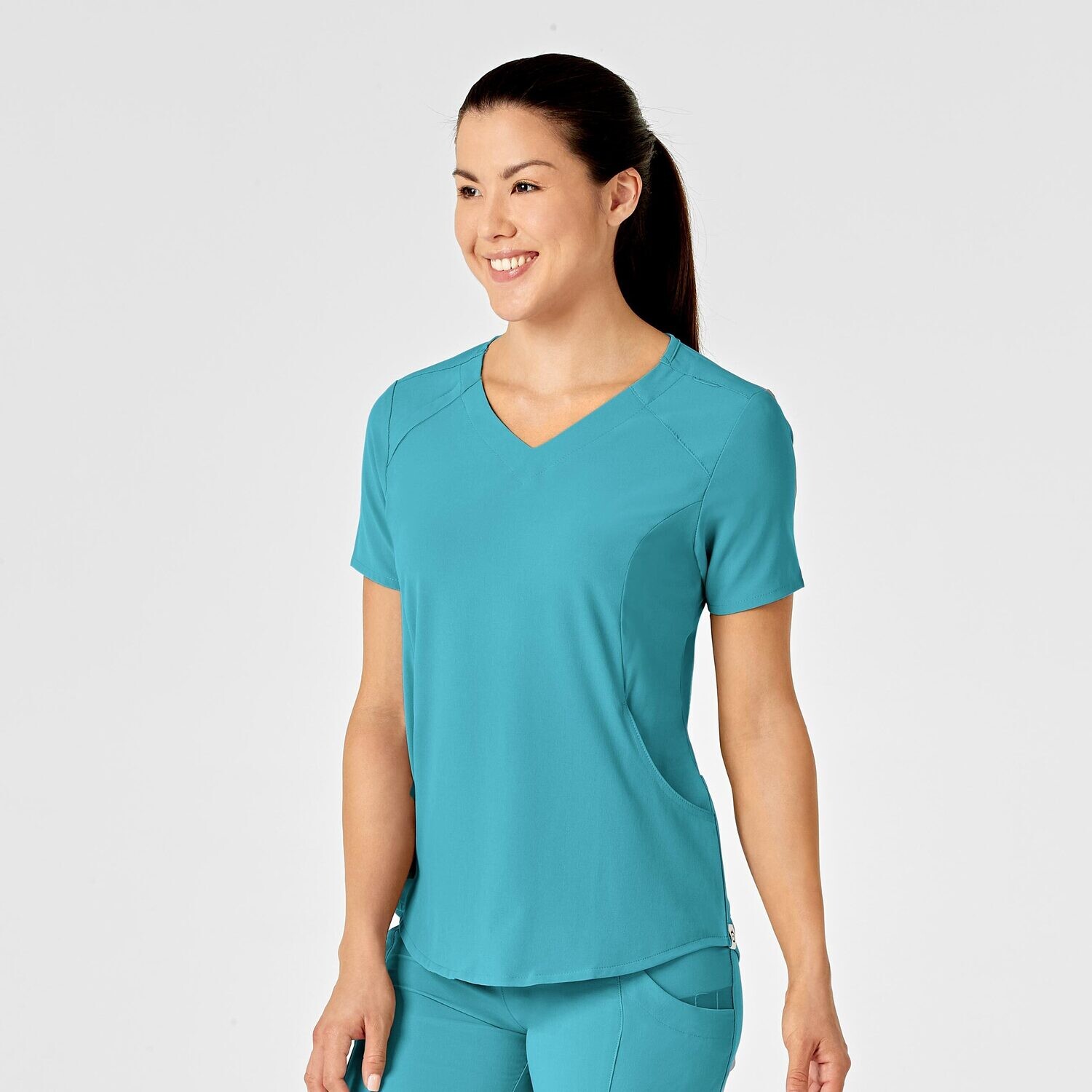 Casacca donna 6234 scollo a V teal blue