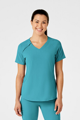 Casacca donna 6234 scollo a V teal blue