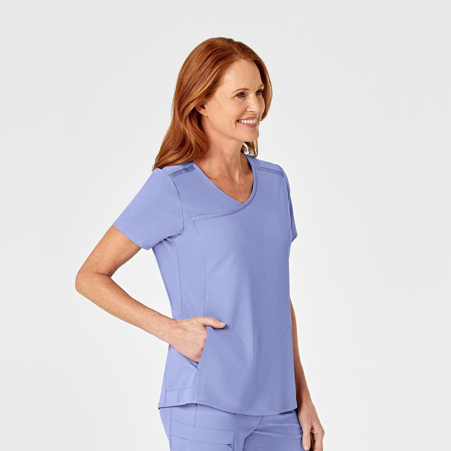 Casacca donna 6334 scollo a Y ceil blue