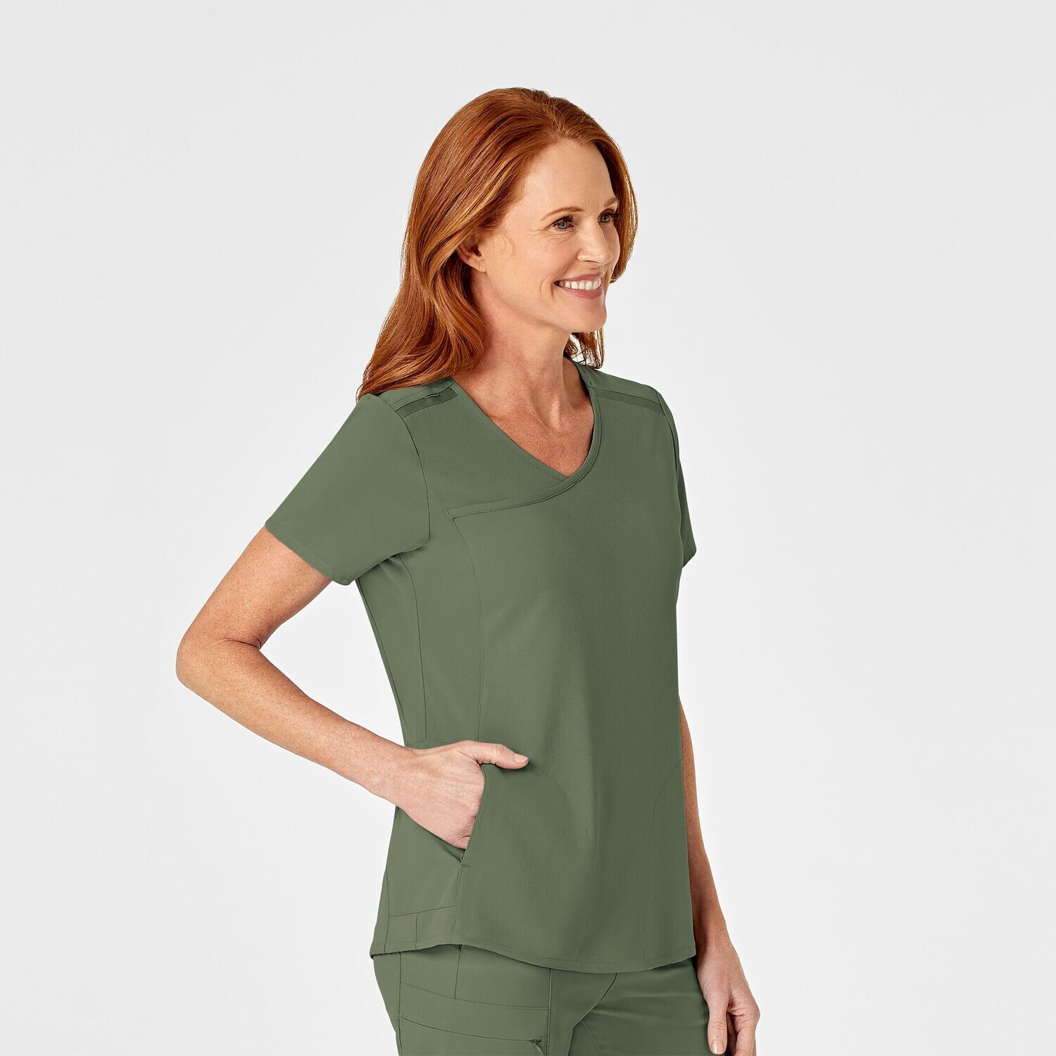 Casacca donna 6334 scollo a Y olive