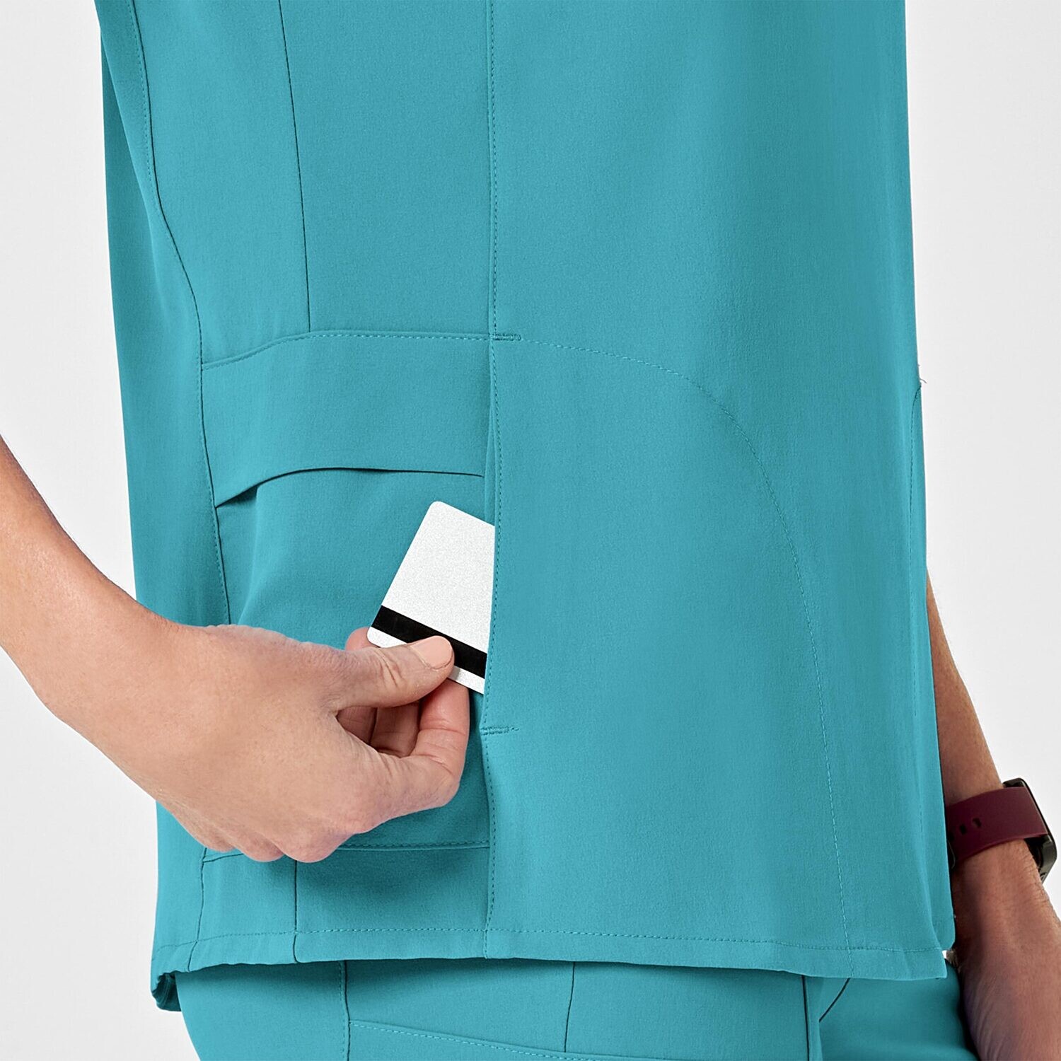 Casacca donna 6334 scollo a Y teal blue