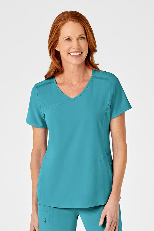 Casacca donna 6334 scollo a Y teal blue