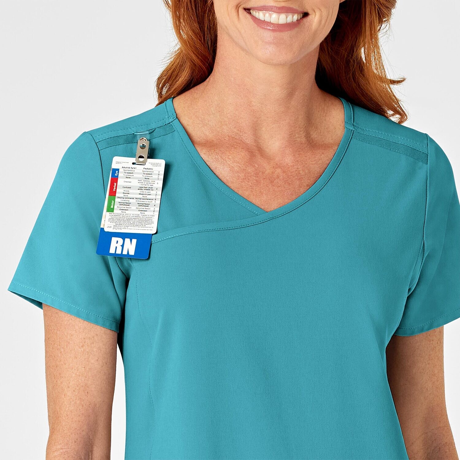 Casacca donna 6334 scollo a Y teal blue