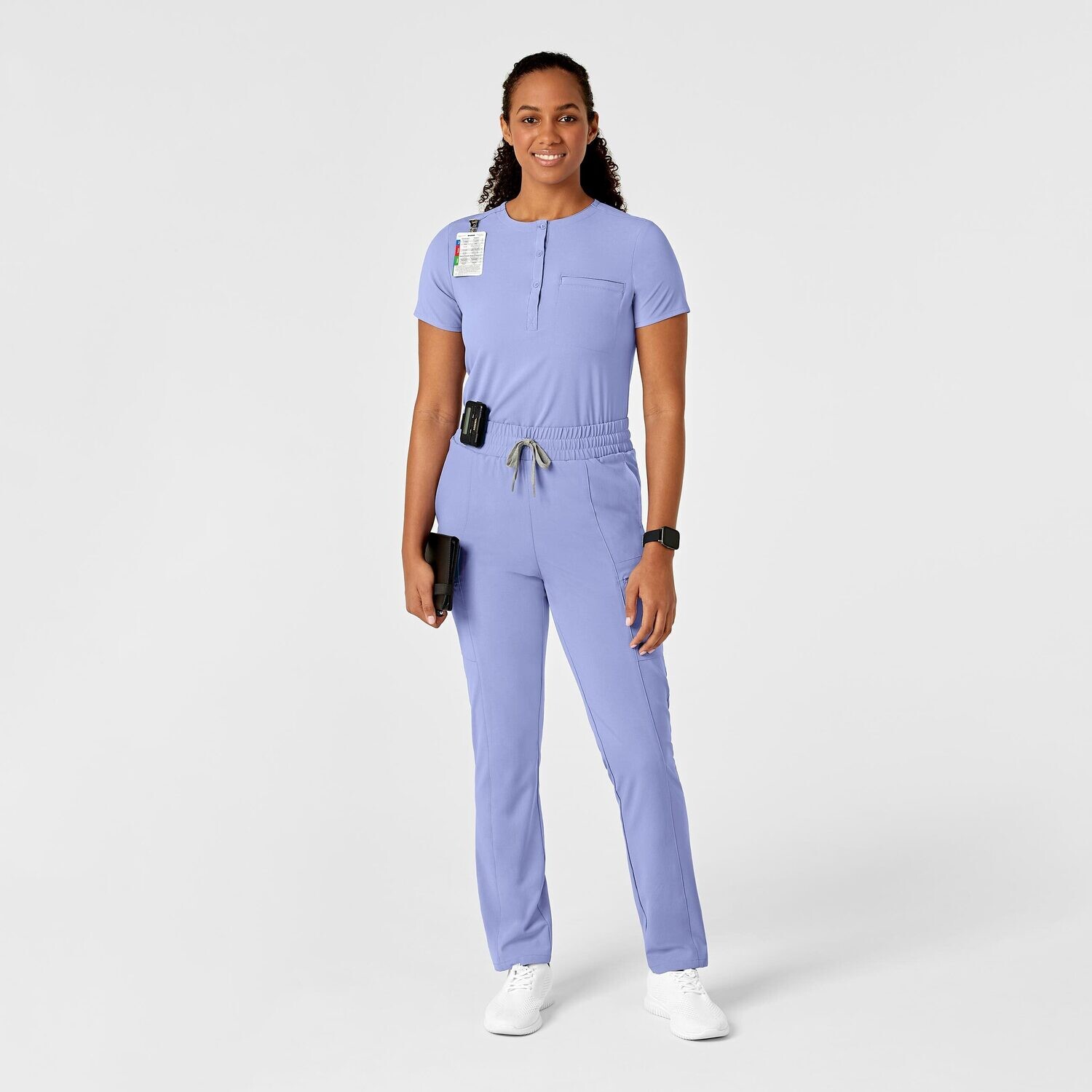 Casacca donna 6434 scollo alla coreana ceil blue
