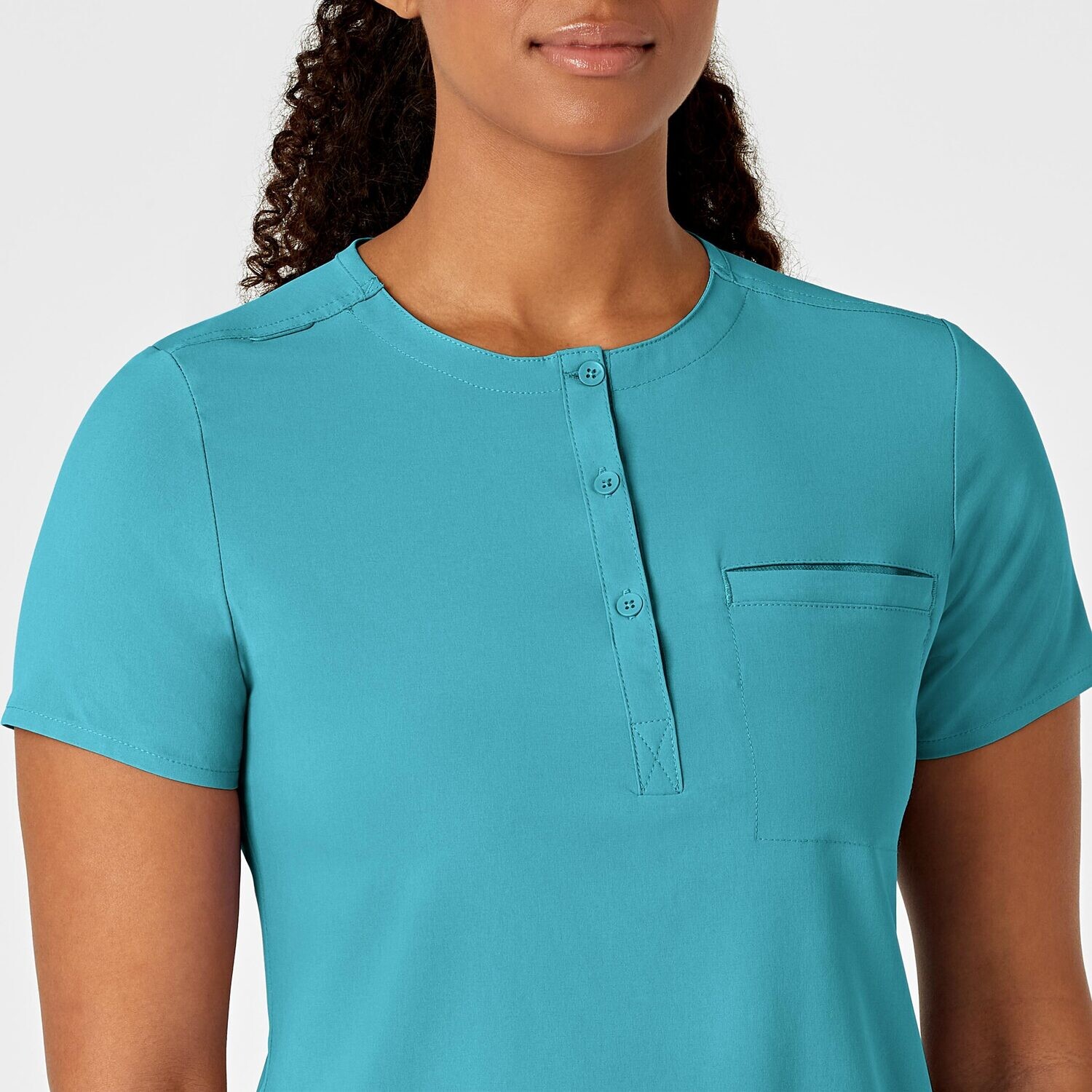 Casacca donna 6434 scollo alla coreana teal blue
