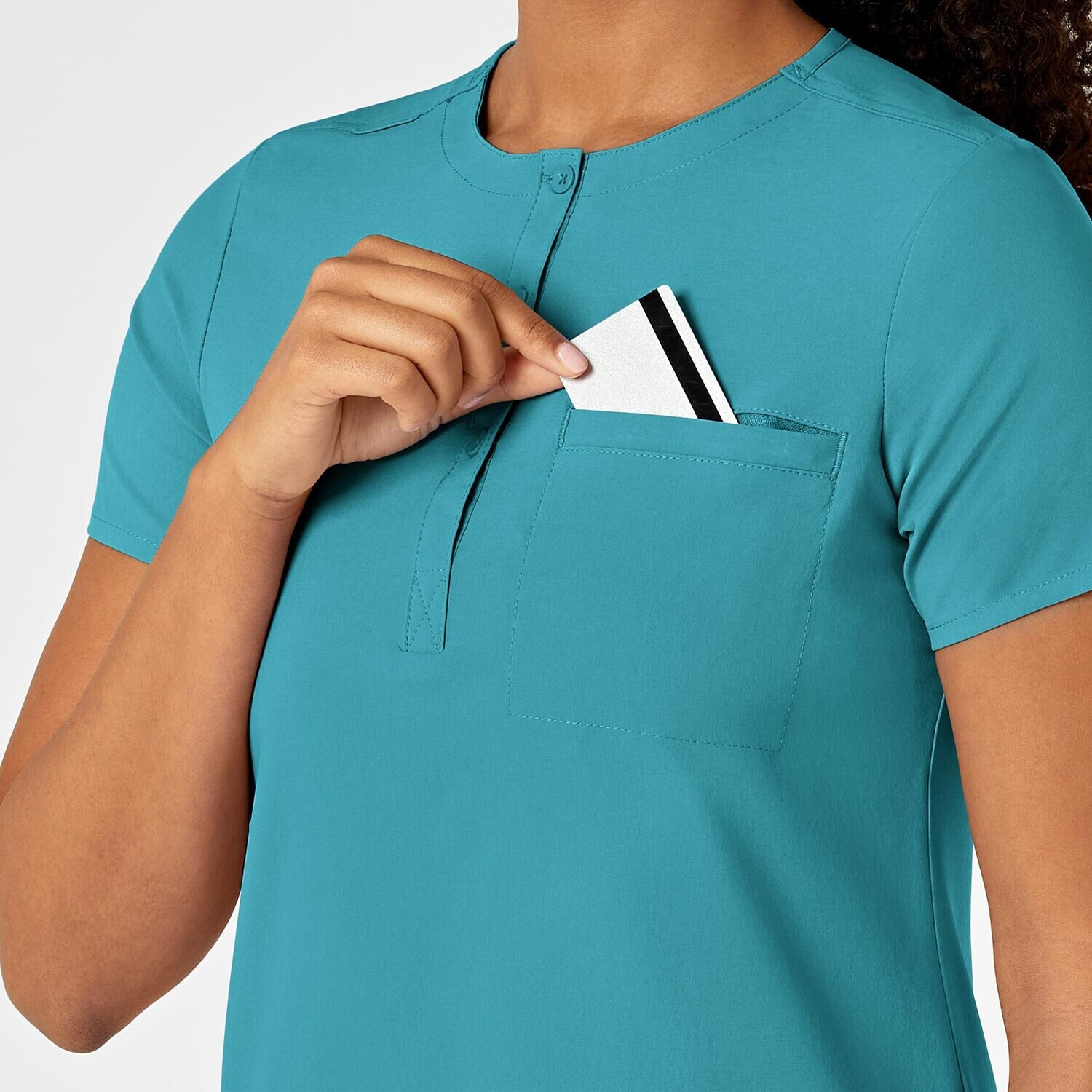 Casacca donna 6434 scollo alla coreana teal blue