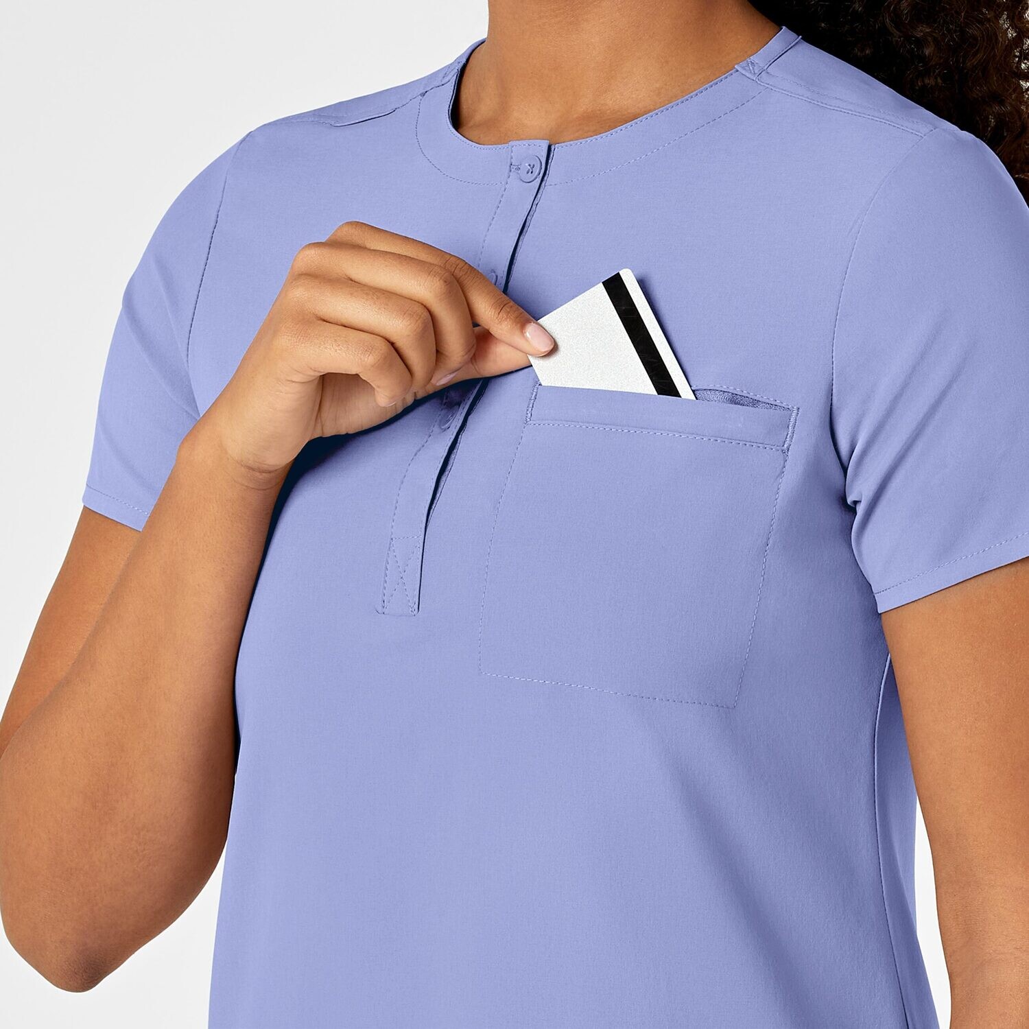 Casacca donna 6434 scollo alla coreana ceil blue