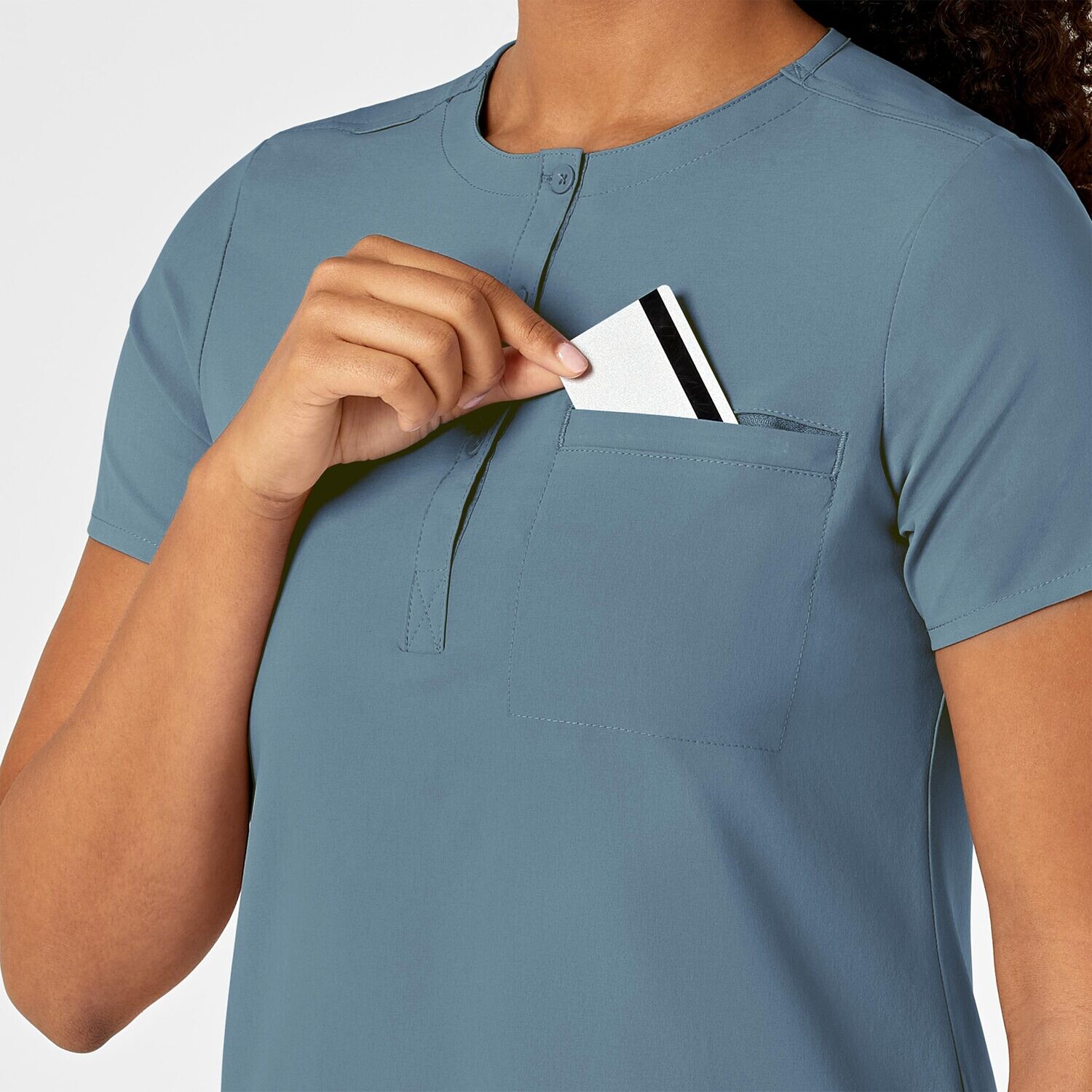 Casacca donna 6434 scollo alla coreana elemental blue