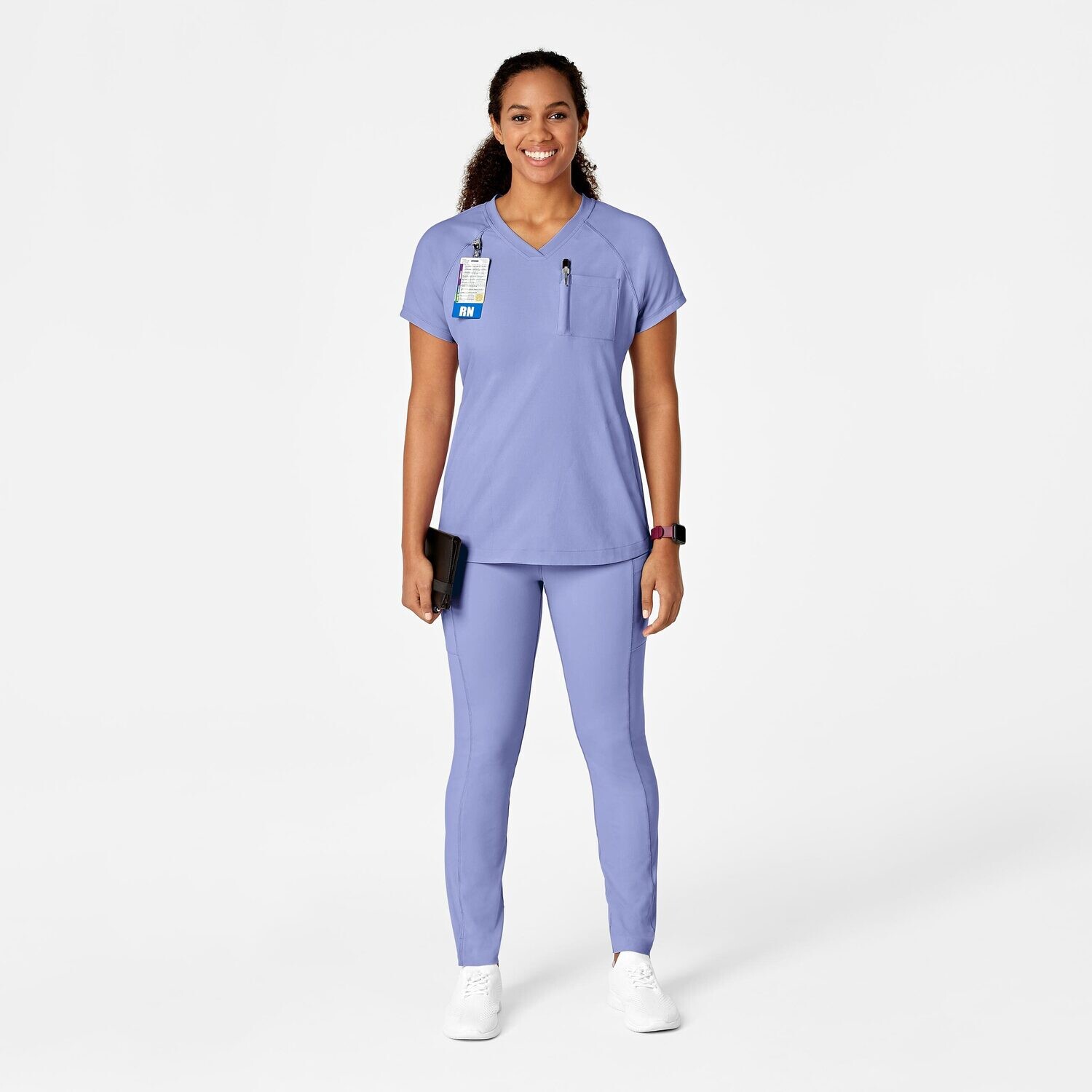 Casacca donna 6534 scollo a V ceil blue