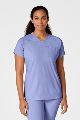 Casacca donna 6534 scollo a V ceil blue