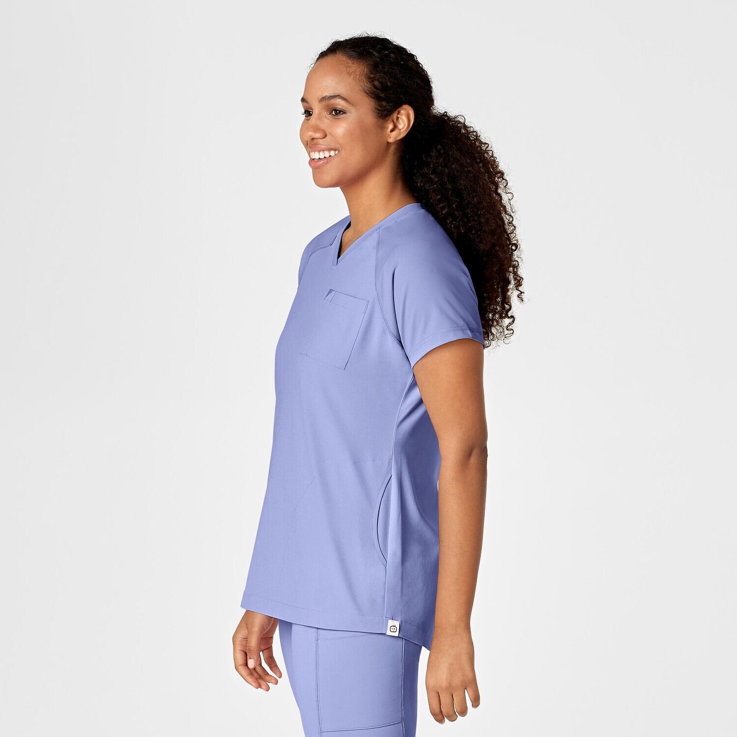 Casacca donna 6534 scollo a V ceil blue